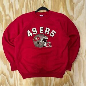 LOGO 7 Red San Francisco 49ers Crewneck Sweatshirt